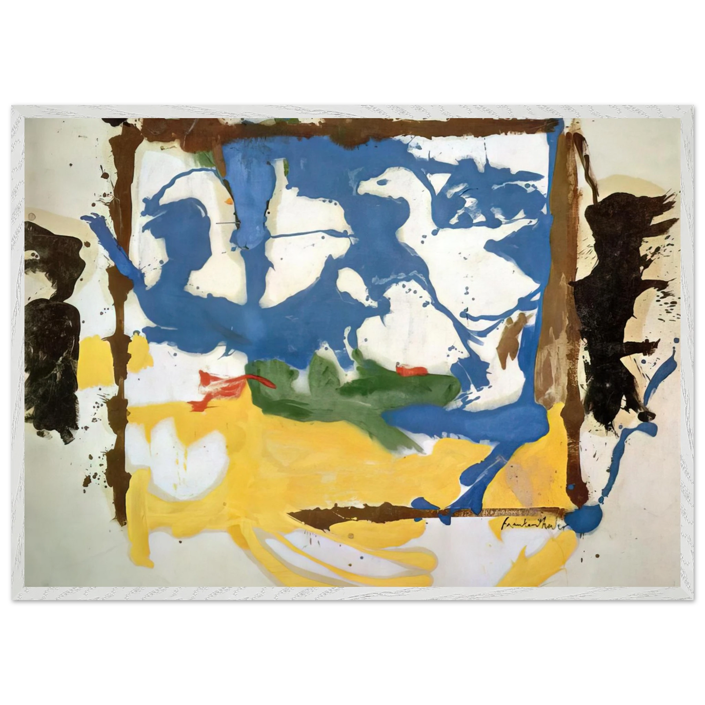 Helen Frankenthaler - Swan Lake #2 - 1961 Wall art - A1 (59.4 x 84.1  cm) - Premium Wooden Framed Poster With Fine Art Paper - Black frame