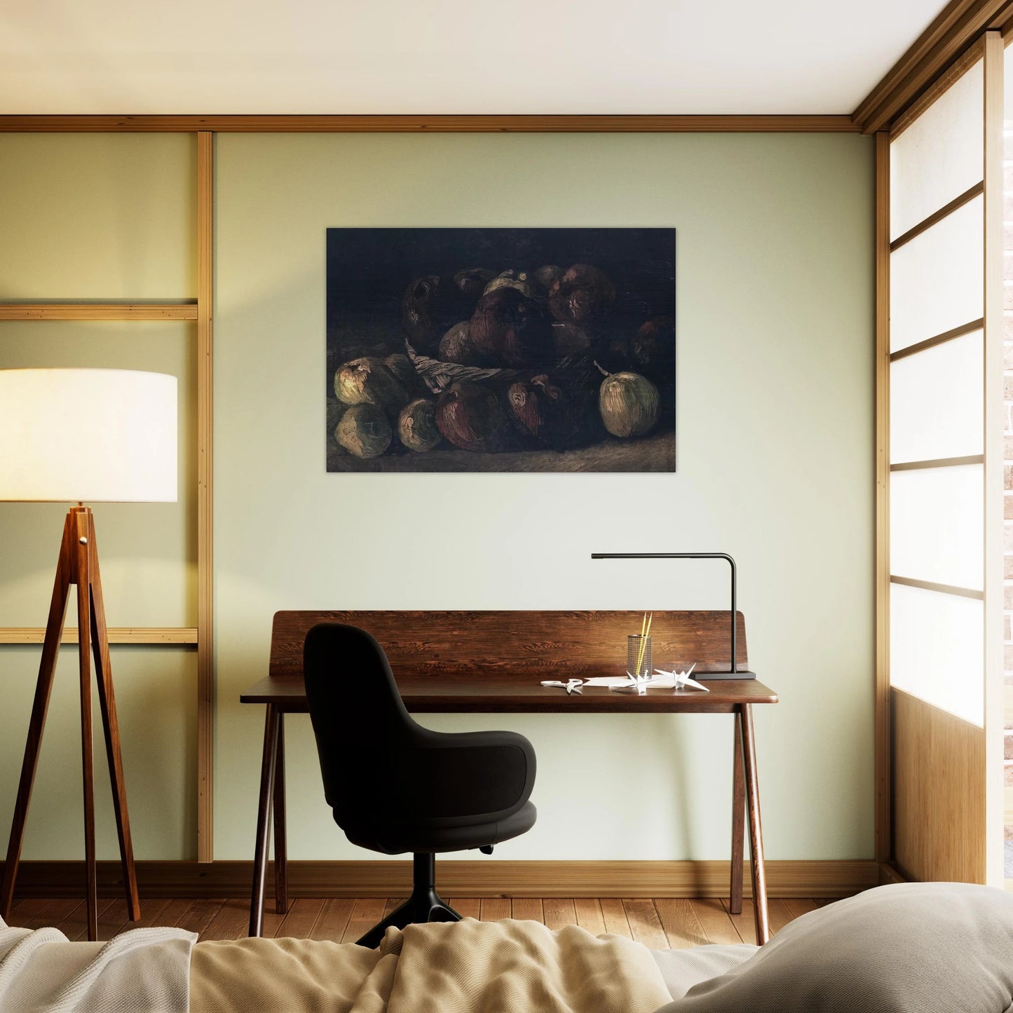 Still life with a basket of apples - Vincent van Gogh Brushed Aluminum Print - 70x100 cm / 28x40 inches | Vincent van Gogh Aluminum Print | Vincent van Gogh Prints