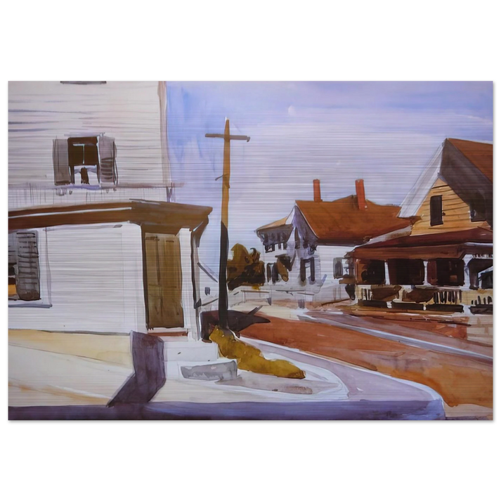 Street Corner - Edward Hopper Brushed Aluminum Print - 70x100 cm / 28x40 inches | Edward Hopper Aluminum Print | Edward Hopper Prints