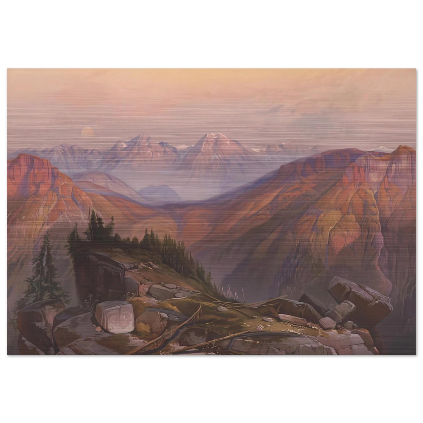 Lower Yellowstone Range - Thomas Moran Brushed Aluminum Print - 70x100 cm / 28x40 inches | Thomas Moran Aluminum Print | Thomas Moran Prints
