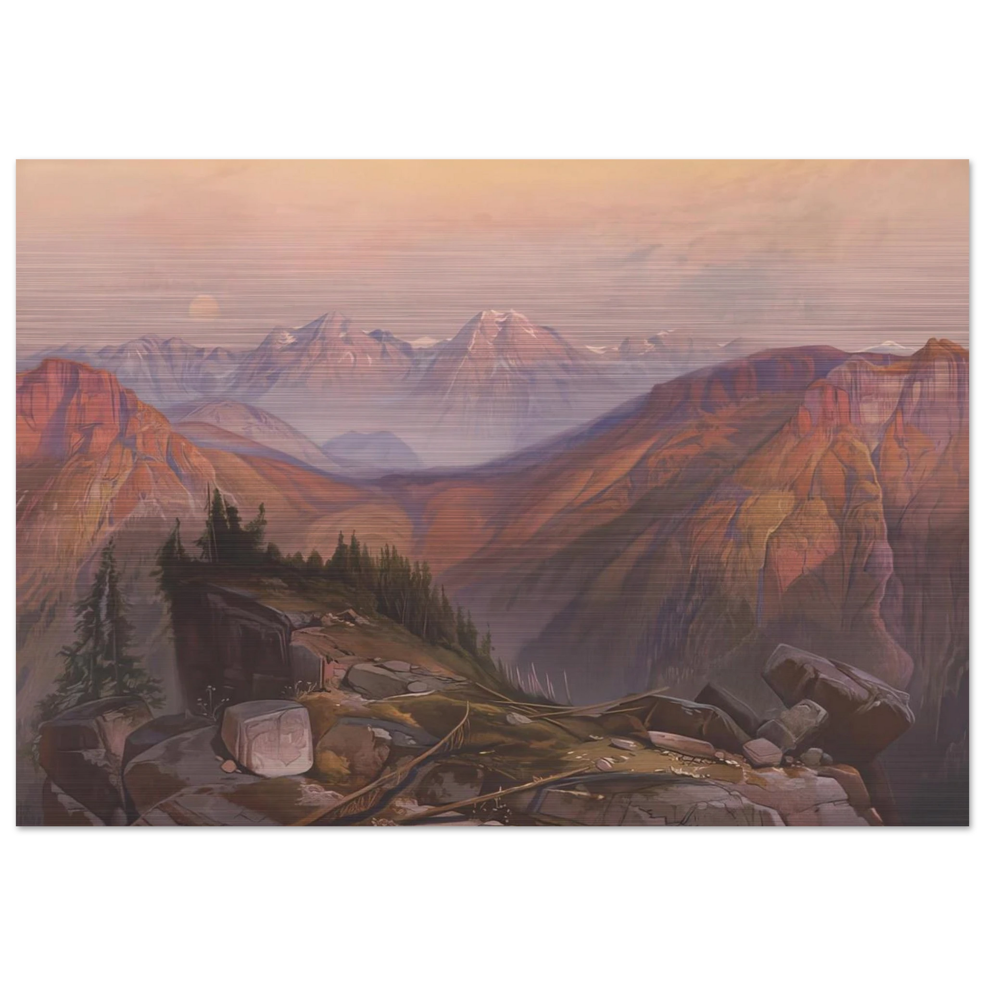Lower Yellowstone Range - Thomas Moran Brushed Aluminum Print - 70x100 cm / 28x40 inches | Thomas Moran Aluminum Print | Thomas Moran Prints