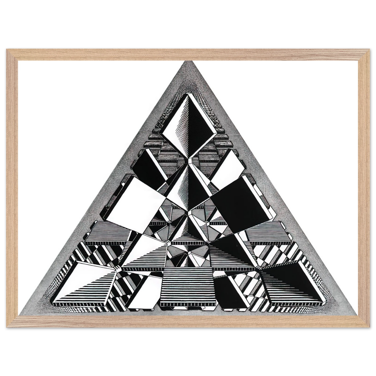 MC Escher - THREE INTERSECTING PLANES Wall Art - 30x40 cm / 12x16 inches - Premium Wooden Framed Poster With Fine Art Paper - Black frame