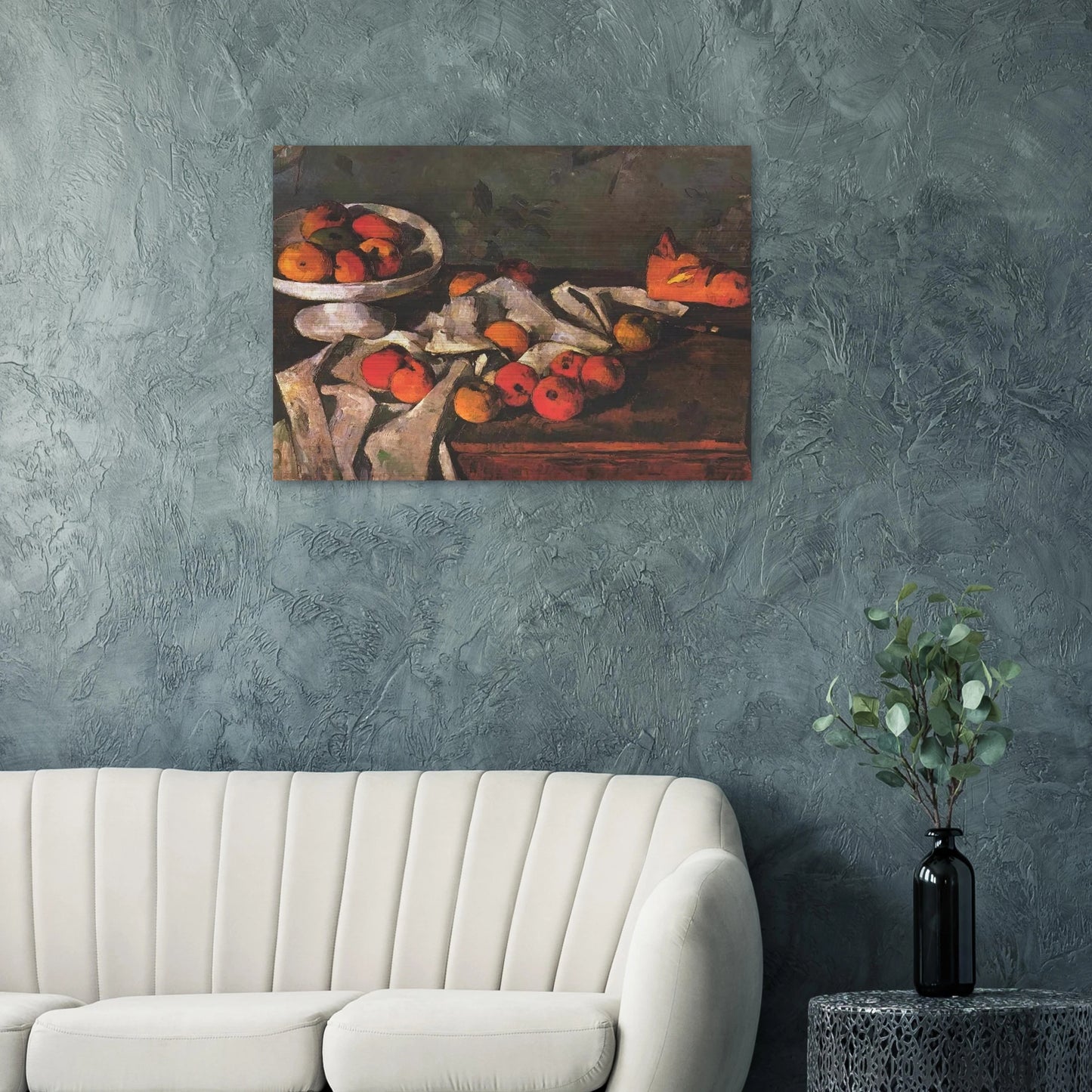 Still life with a fruit dish and apples - Paul Cézanne Brushed Aluminum Print - 70x100 cm / 28x40 inches | Paul Cézanne Aluminum Print | Paul Cézanne Prints