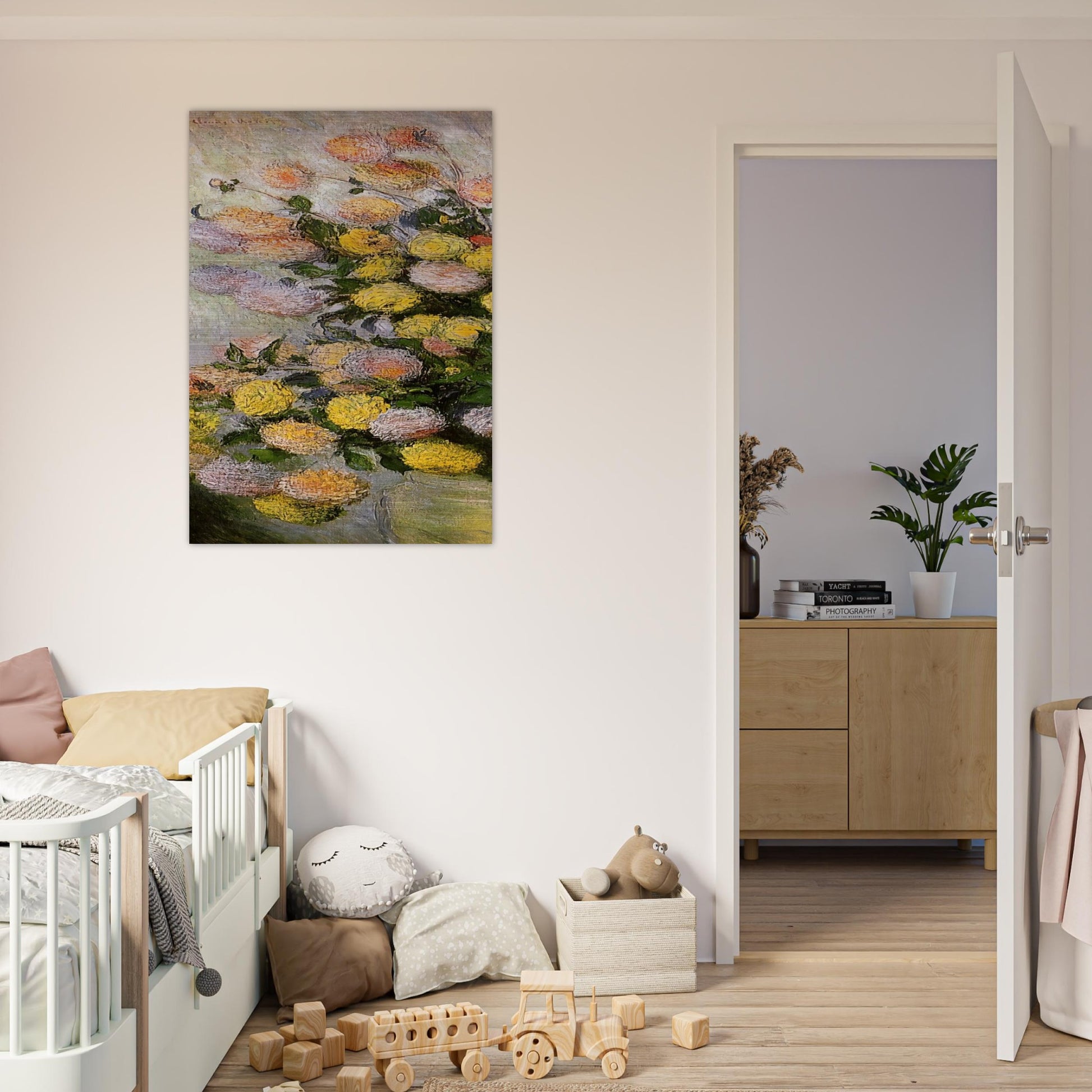 Vase of Dahlias - claude monet Brushed Aluminum Print - 70x100 cm / 28x40 inches | claude monet Aluminum Print | claude monet Prints
