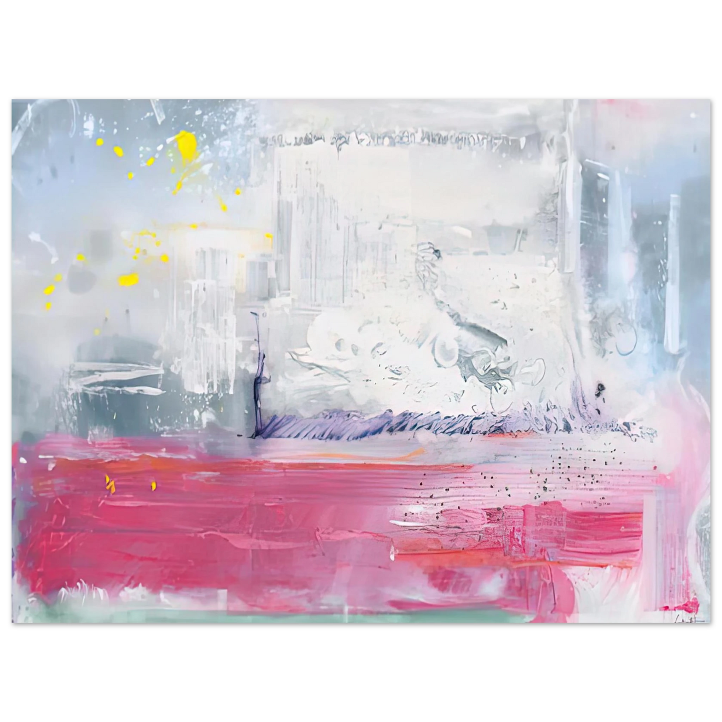 Helen Frankenthaler - Hot Ice, 1990- Wall Art - 21x29.7 cm / 8x12" - Premium Wooden Framed Poster With Fine Art Paper - White frame