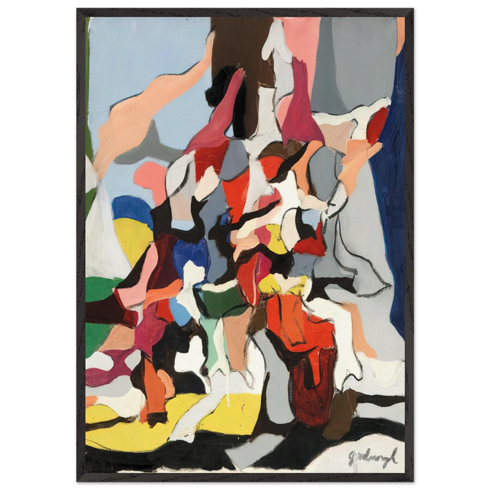 Composition - Abstract Expressionism - Robert Goodnough 70x100 cm / 28x40 inches Framed Art Print – Black Wooden Frame
