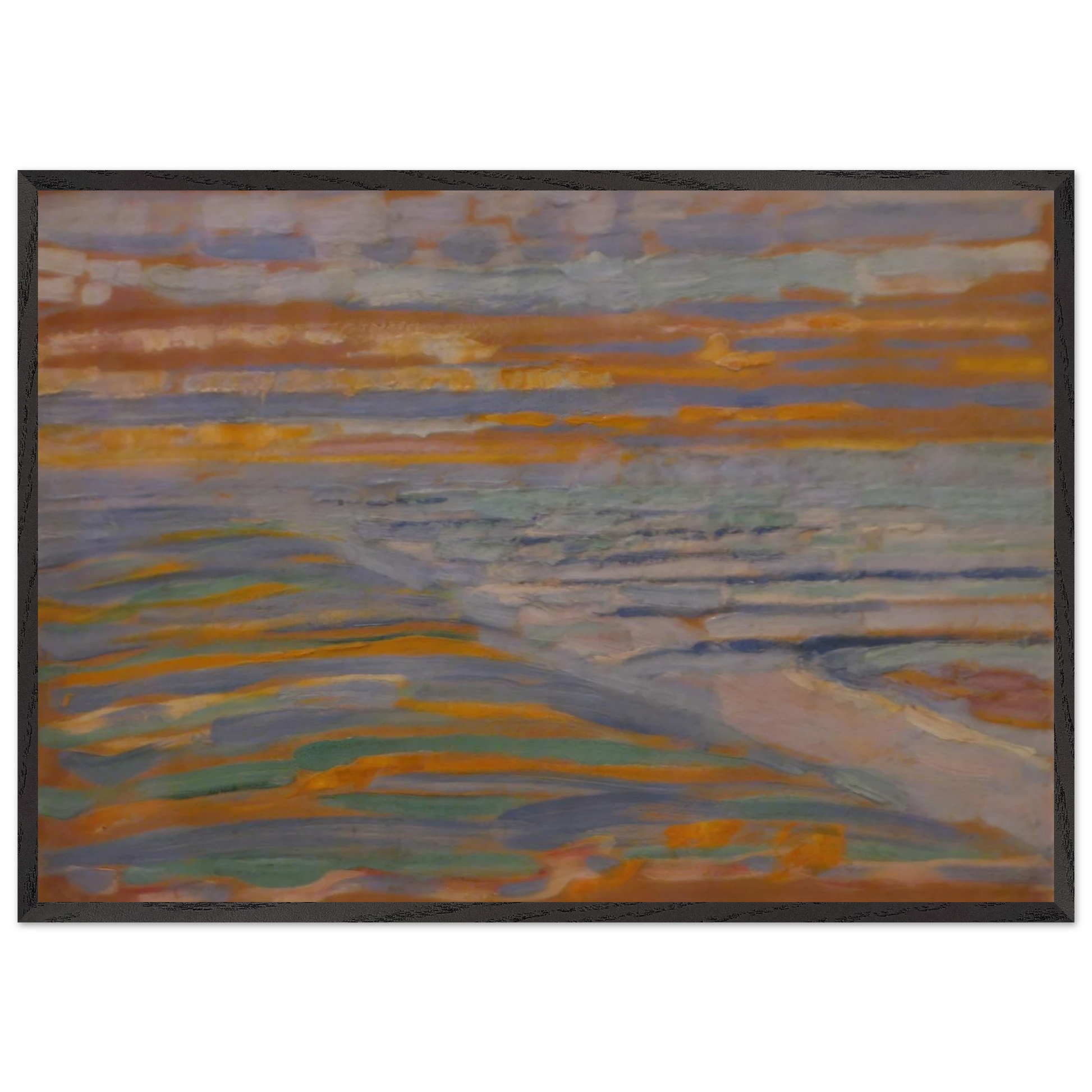 View from the Dunes with Beach and Piers - Piet Mondrian Framed Art Print – Black Wooden Frame - Default Title - -Framed Art Print