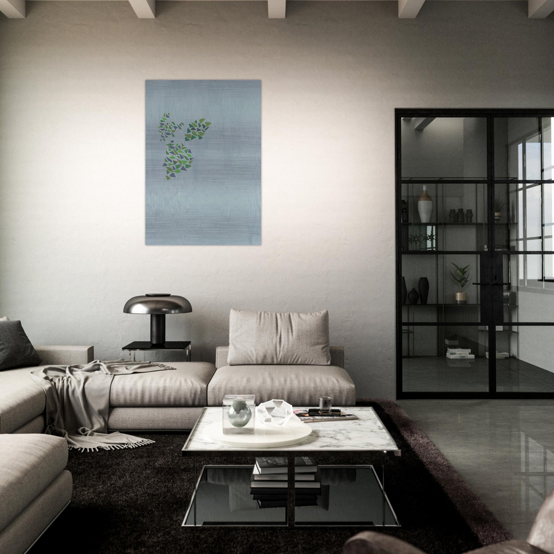 Colors on Blue - Post-Painterly Abstraction - Robert Goodnough Brushed Aluminum Print - 70x100 cm / 28x40 inches | Robert Goodnough Aluminum Print | Robert Goodnough Prints