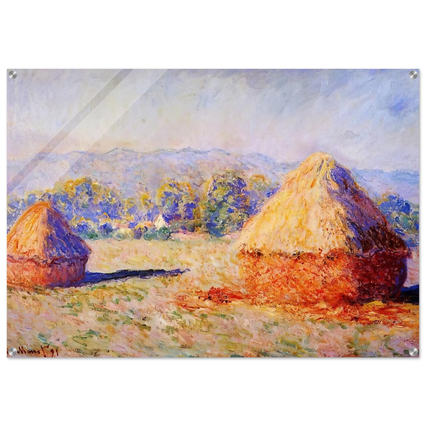 Grainstacks in the Sunlight, Morning Effect - claude monet Acrylic Print - 70x100 cm / 28x40″ inches