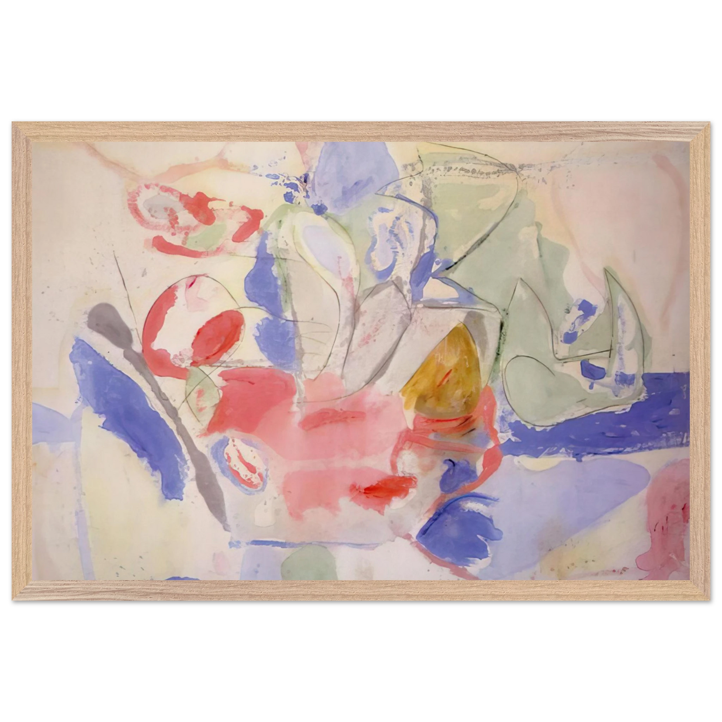 Helen Frankenthaler - Mountains and Sea - 1952 Wall art - 28x43  cm / XL (11x17 Inches) - Premium Wooden Framed Poster With Fine Art Paper - Black frame