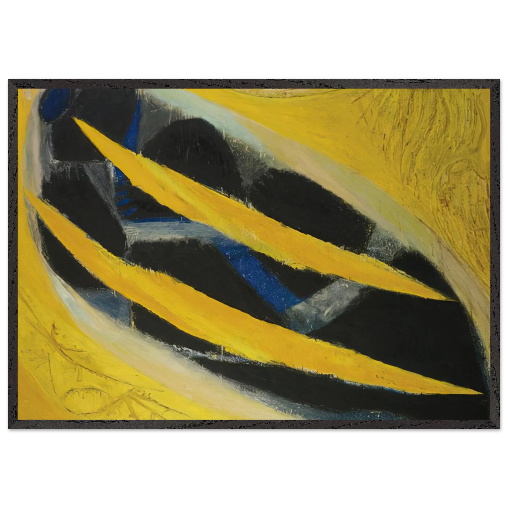 Dark Presence III Yellow - 1963 - Frank Lobdell Framed Art Print – Black Wooden Frame - Default Title - -Framed Art Print