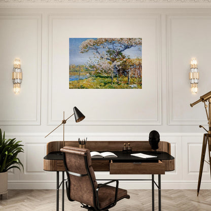 Apple Trees in Bloom, Old Lyme - Childe Hassam Brushed Aluminum Print - 70x100 cm / 28x40 inches | Childe Hassam Aluminum Print | Childe Hassam Prints