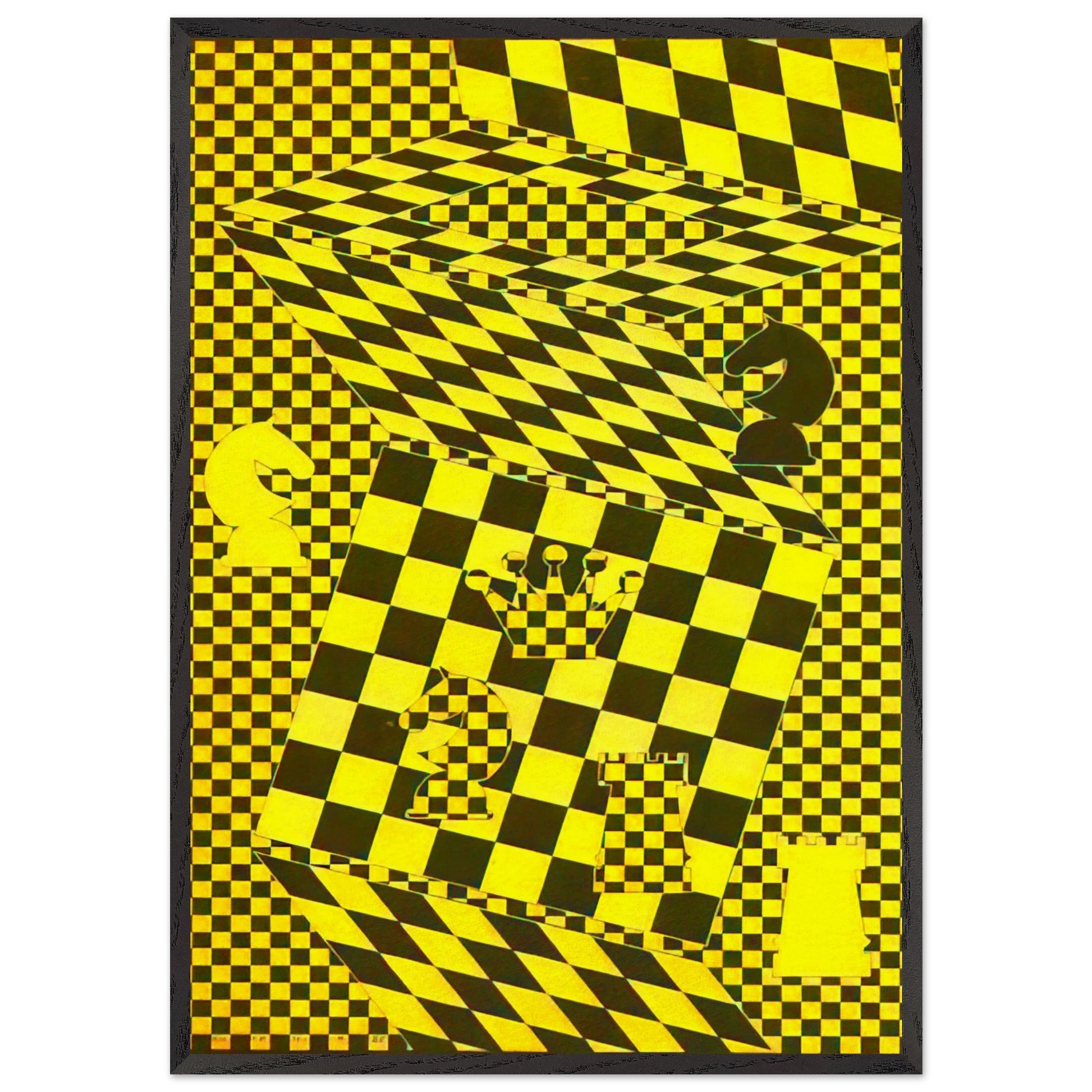 The Chess Board - Victor Vasarely Framed Art Print – Black Wooden Frame - Default Title - -Framed Art Print