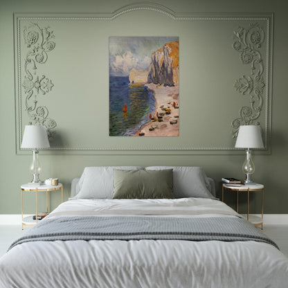 The Beach and the Falaise d'Amont - claude monet Brushed Aluminum Print - 70x100 cm / 28x40 inches | claude monet Aluminum Print | claude monet Prints