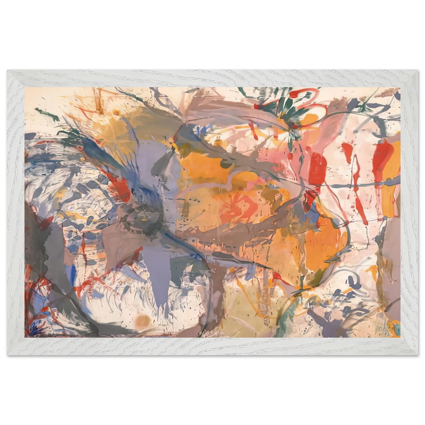 Helen Frankenthaler - Before the Caves, 1958- Wall Art - 21x29.7 cm / 8x12" - Premium Wooden Framed Poster With Fine Art Paper - White frame