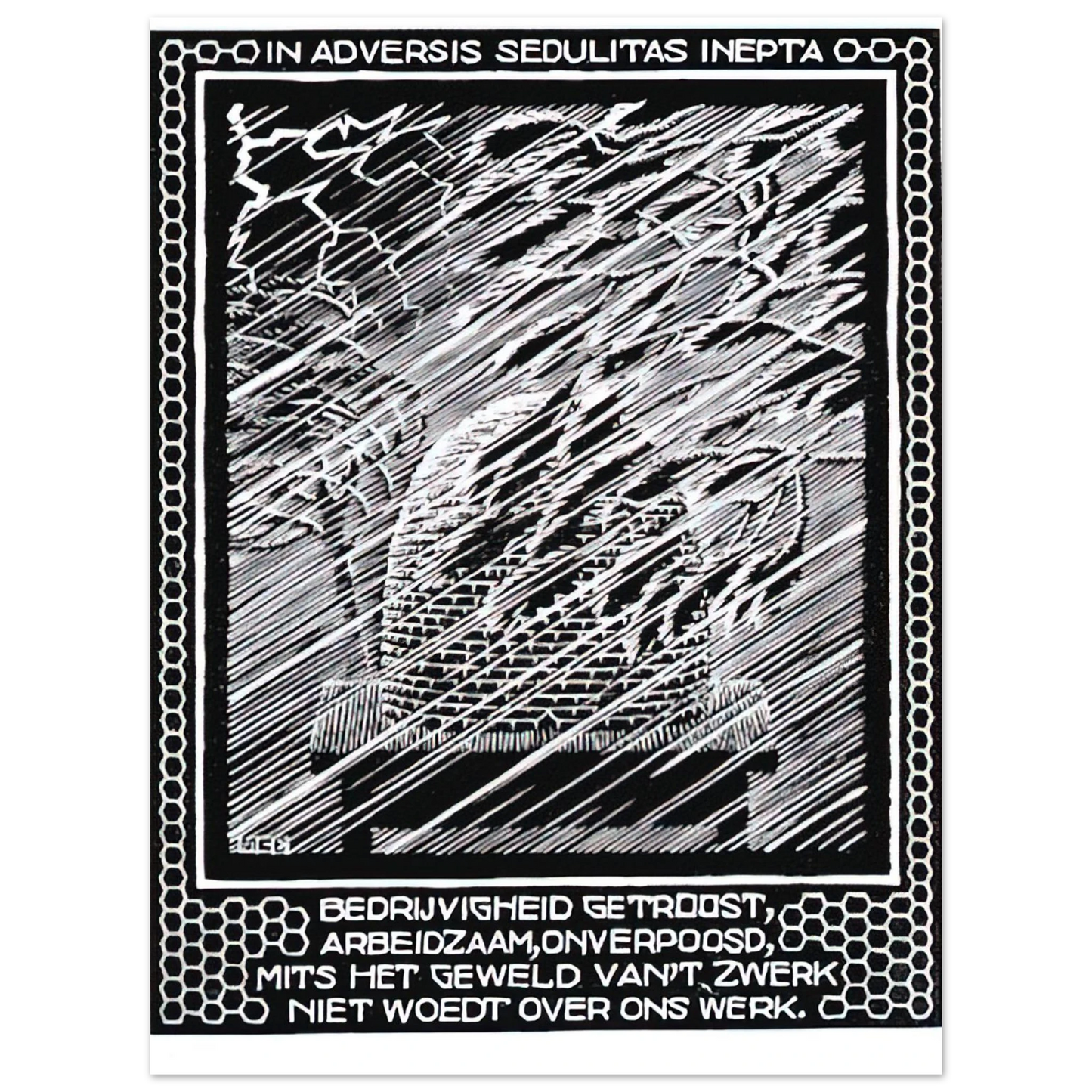 MC Escher - EMBLEMATA BEEHIVE Wall Art - 21x29.7 cm / 8x12" - Fine Art Poster - -