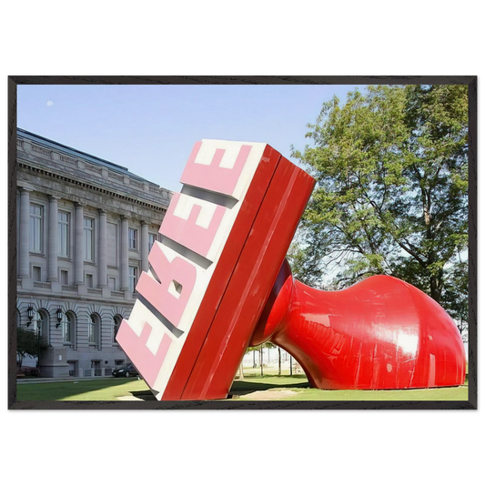 FREE STAMP AT CLEVELAND CITY HALL COLLABORATION WITH VAN BRUGGEN - Claes Oldenburg Framed Art Print – Black Wooden Frame - Default Title - -Framed Art Print