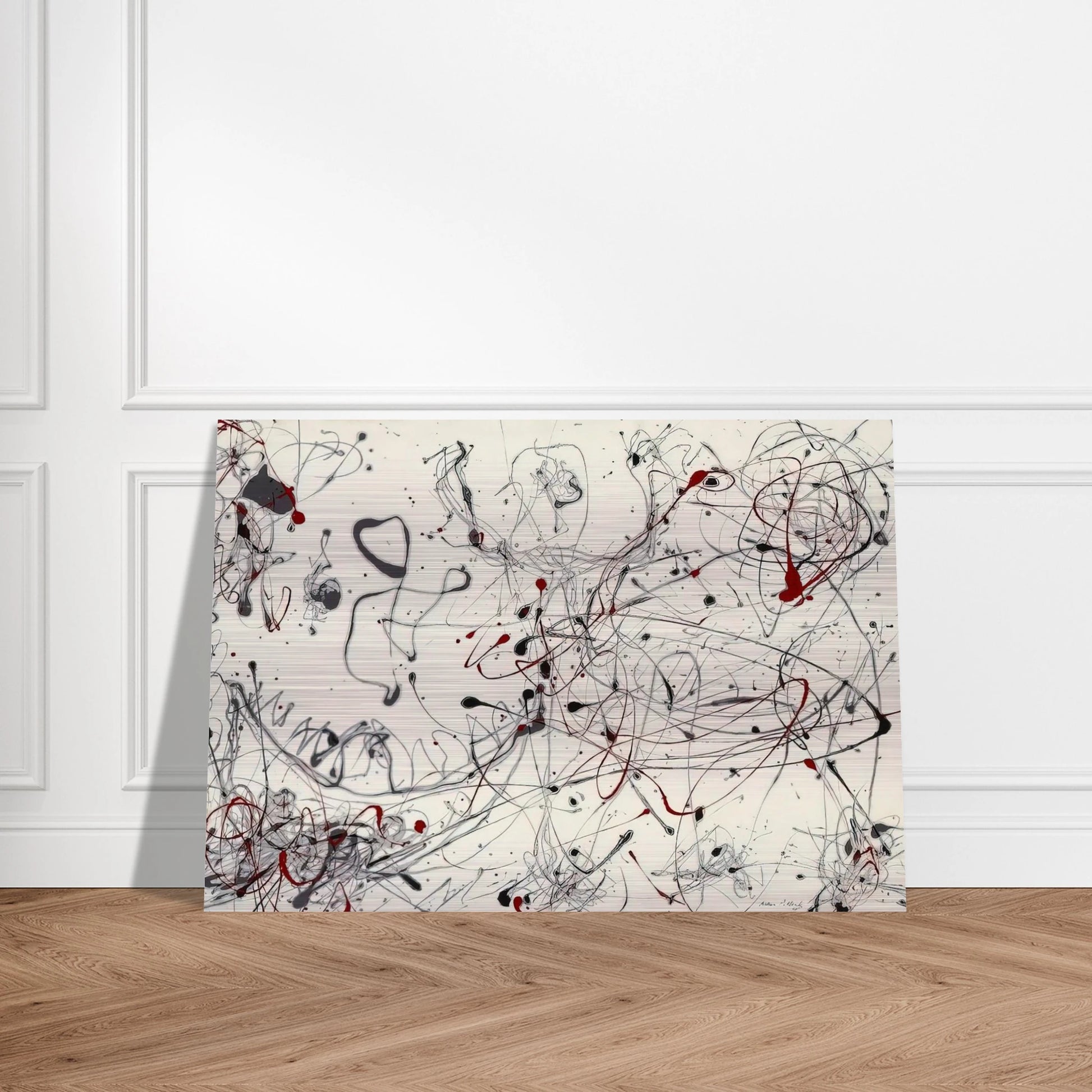 NUMBER 4 GRAY AND RED 1948 - Jackson Pollock Brushed Aluminum Print - 70x100 cm / 28x40 inches | Jackson Pollock Aluminum Print | Jackson Pollock Prints