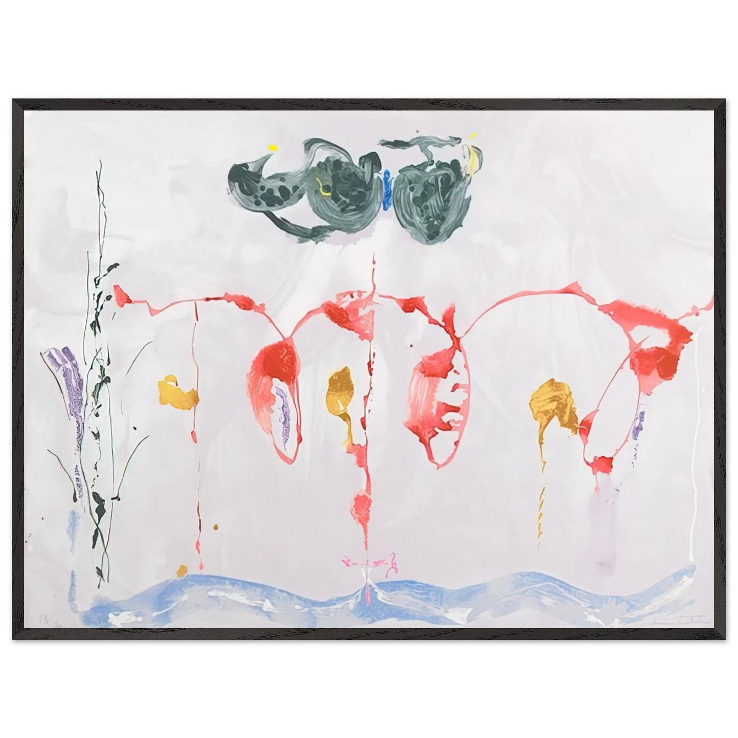 Helen Frankenthaler - Aerie - 2009 Wall art - 27x35 cm / 11x14 inches - Premium Wooden Framed Poster With Fine Art Paper - Wood frame