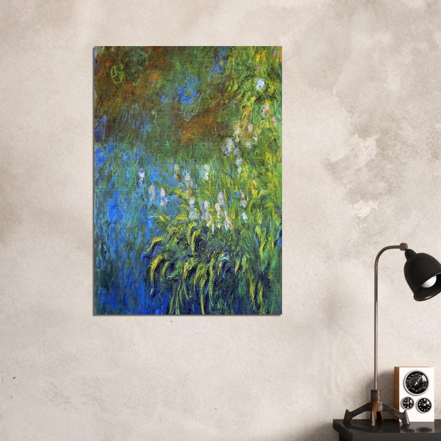 Iris at the Sea-Rose Pond - claude monet Brushed Aluminum Print - 70x100 cm / 28x40 inches | claude monet Aluminum Print | claude monet Prints