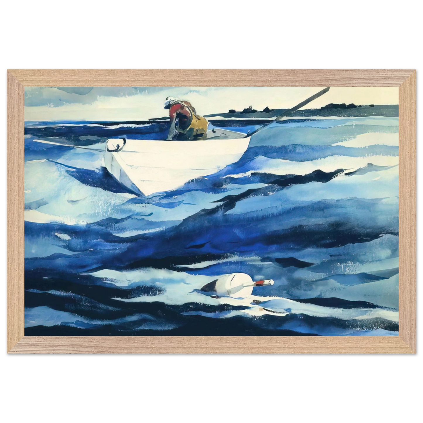Andrew Wyeth - THE LOBSTERMAN Wall Art - 30x40 cm / 12x16 inches - Premium Wooden Framed Poster With Fine Art Paper - Wood frame