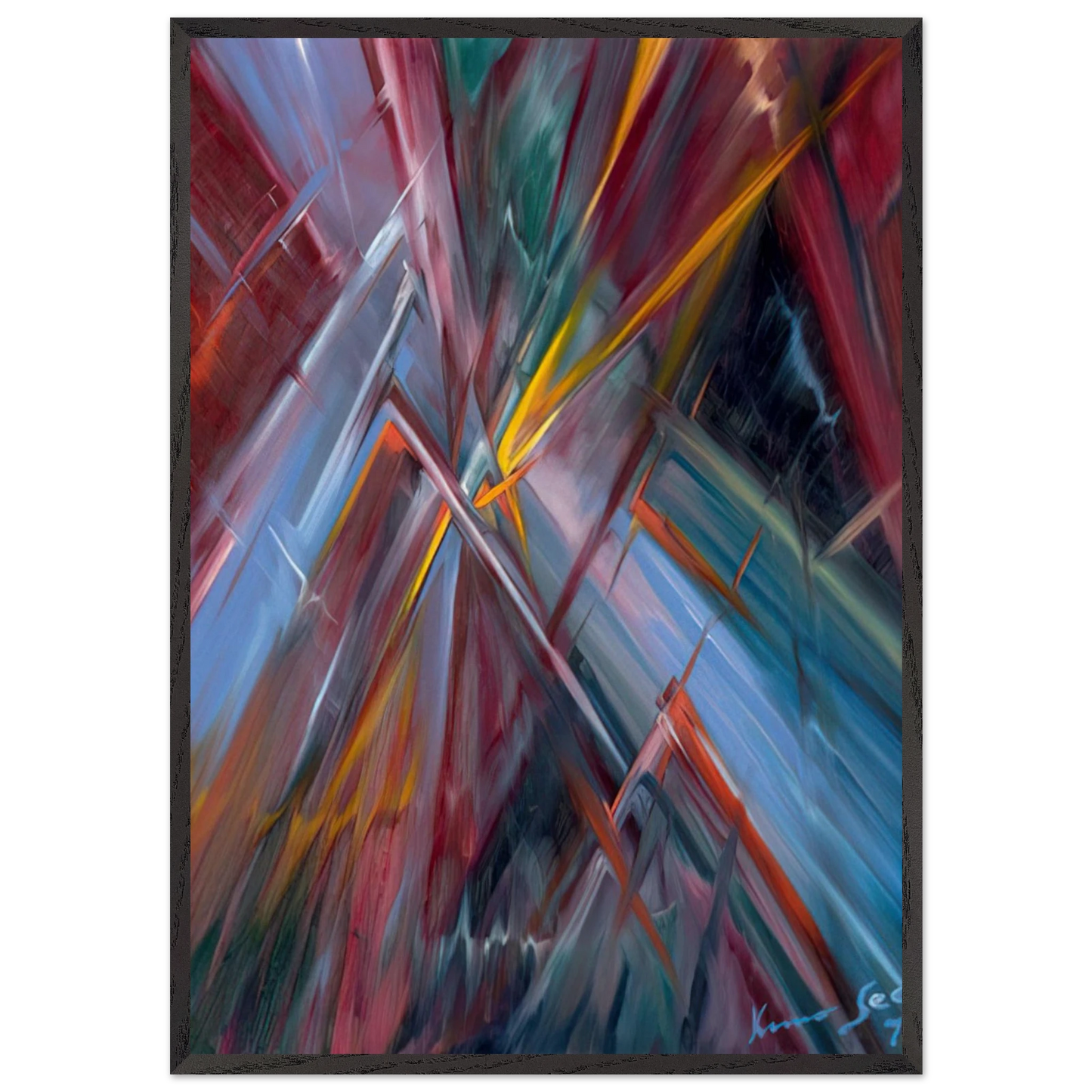 Colorful Flashes - Konrad Zuse Framed Art Print – Black Wooden Frame - Default Title - -Framed Art Print