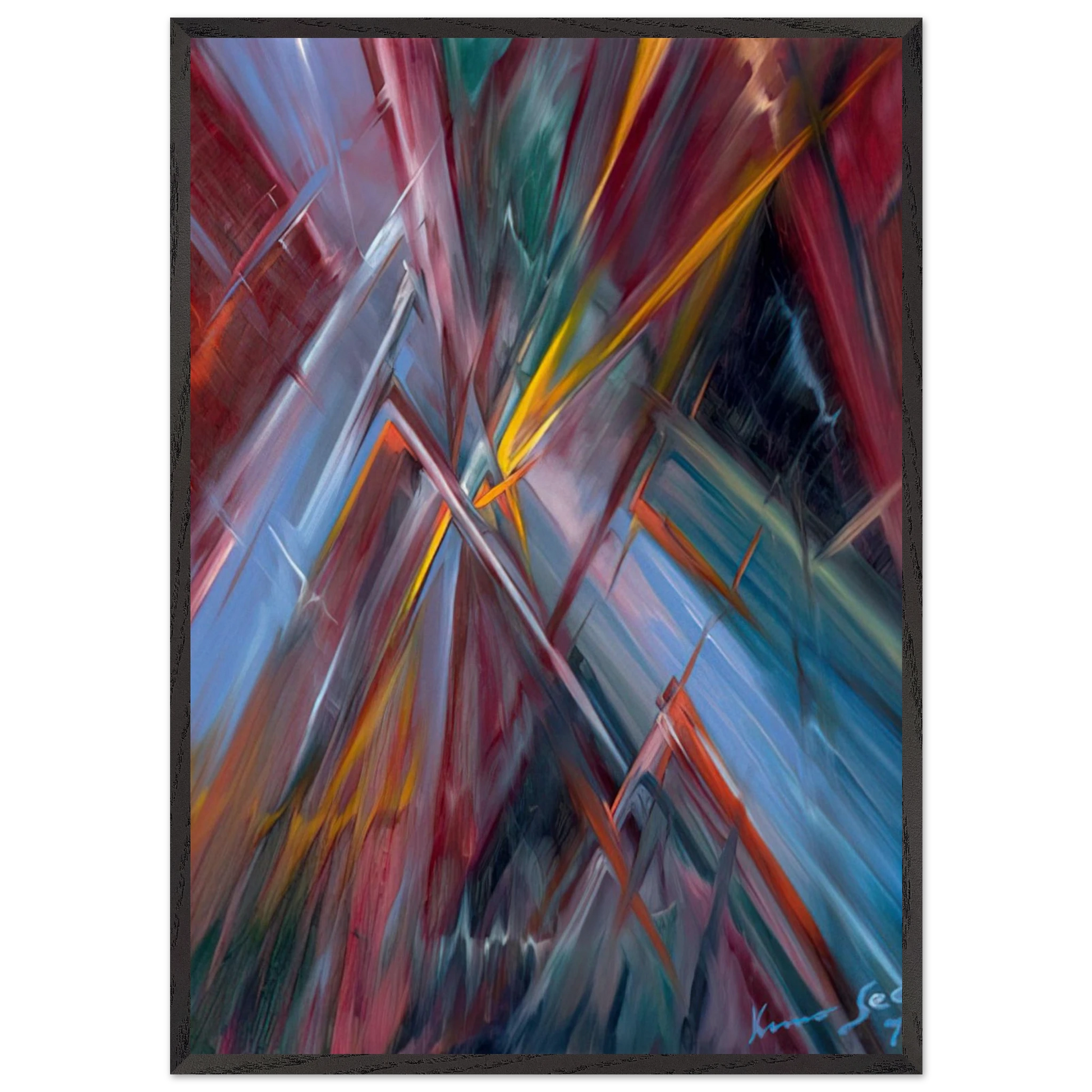 Colorful Flashes - Konrad Zuse Framed Art Print – Black Wooden Frame - Default Title - -Framed Art Print