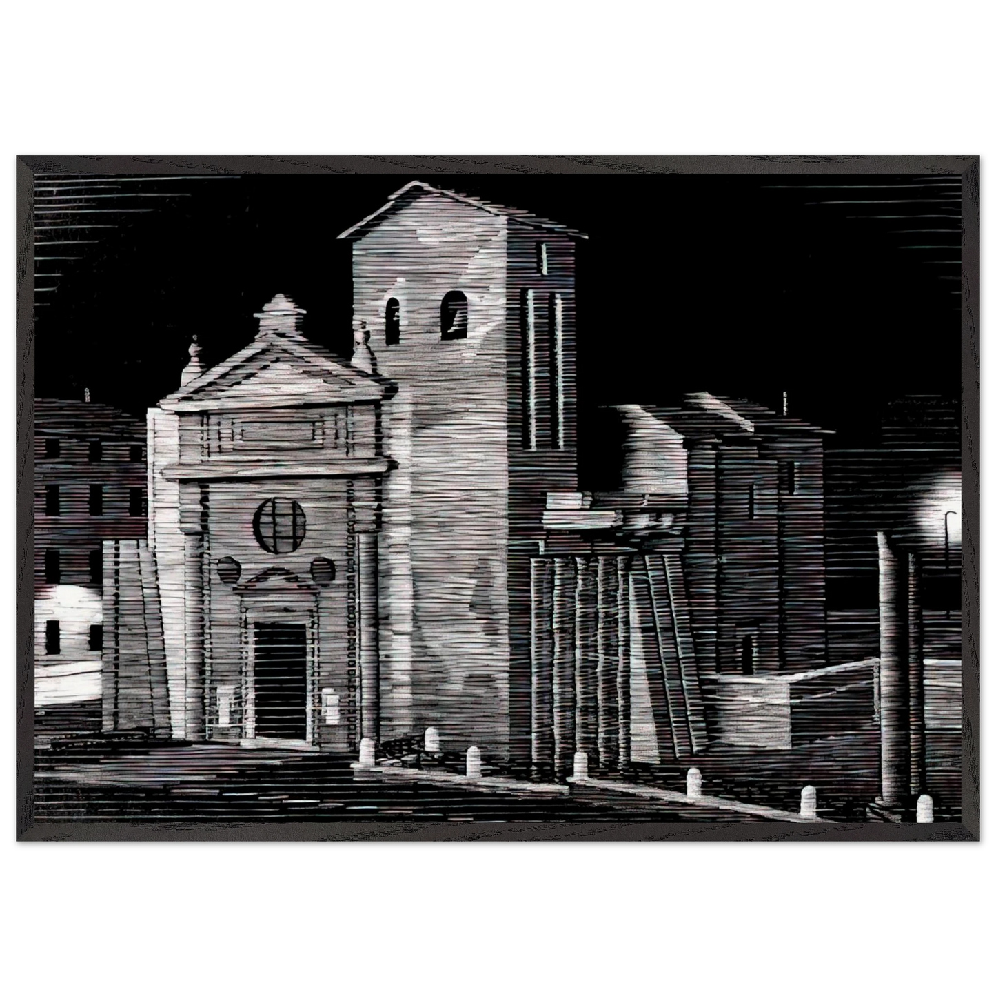 NOCTURNAL ROME - MC Escher Framed Art Print – Black Wooden Frame - Default Title - -Framed Art Print