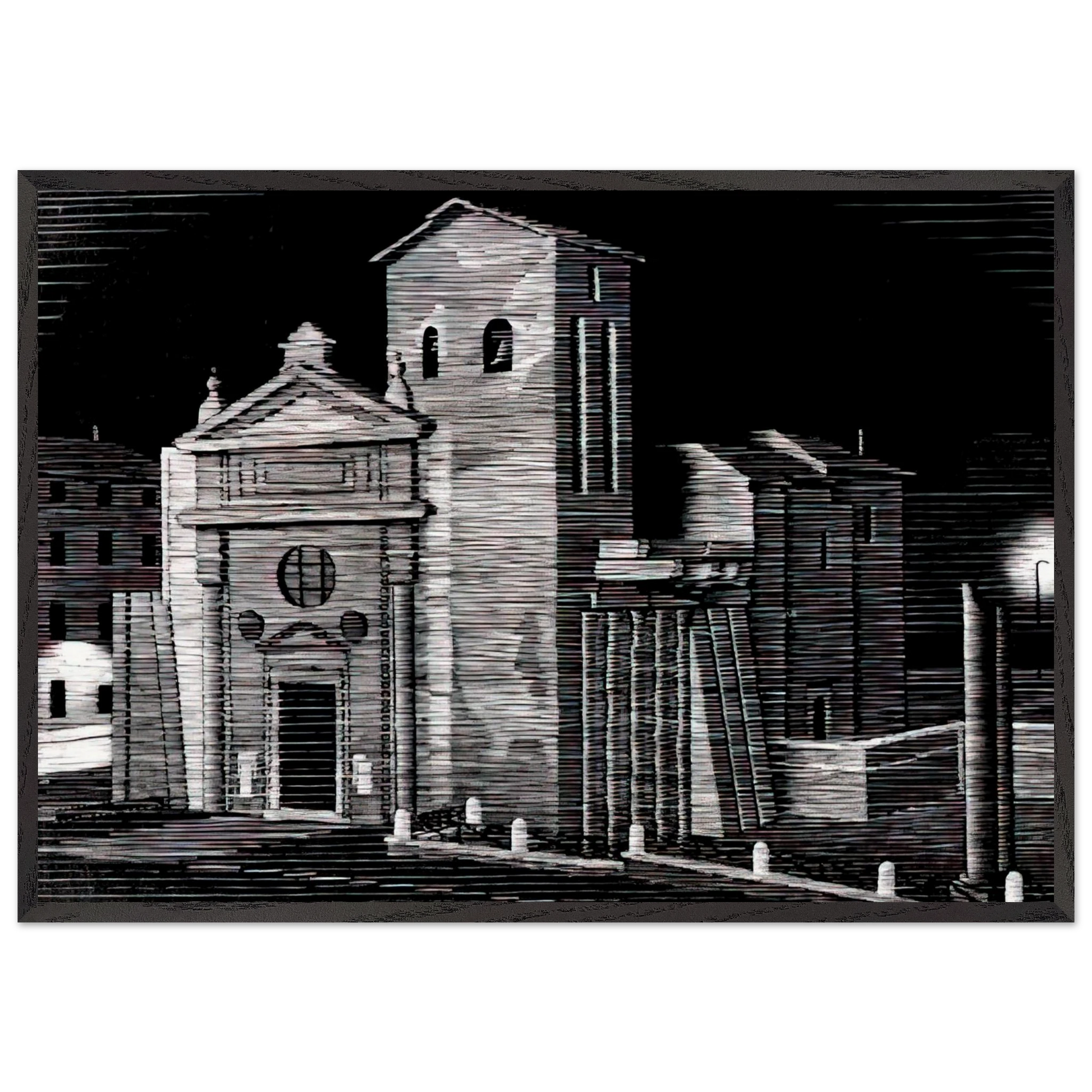 NOCTURNAL ROME - MC Escher Framed Art Print – Black Wooden Frame - Default Title - -Framed Art Print