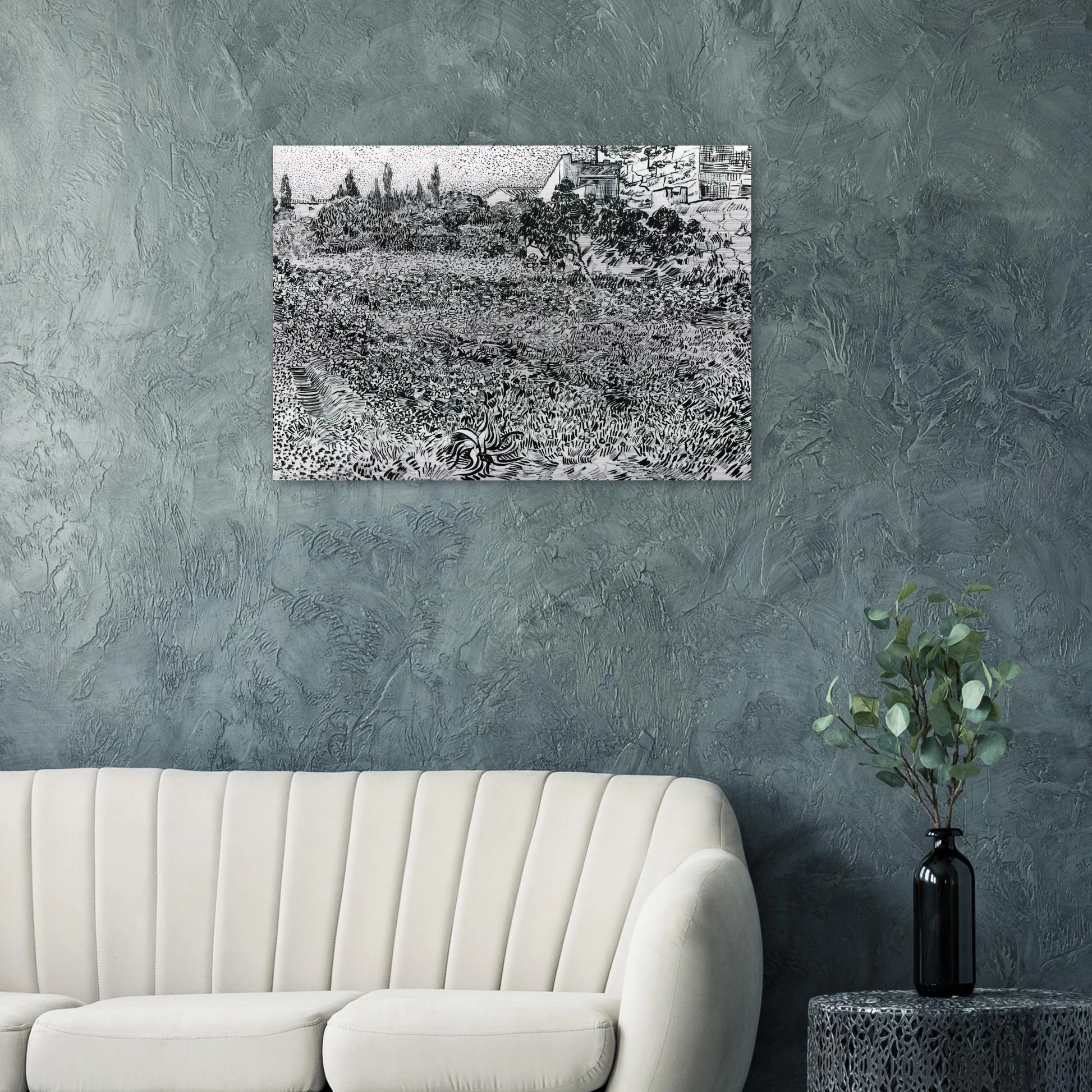 Garden with Flowers - Vincent van Gogh Brushed Aluminum Print - 70x100 cm / 28x40 inches | Vincent van Gogh Aluminum Print | Vincent van Gogh Prints