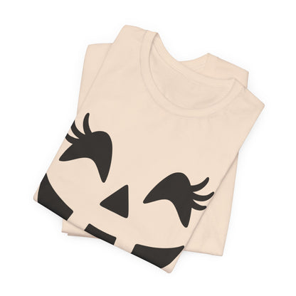 Jack O Lantern Face Pumpkin Eyelashes Halloween Women Girls T-Shirt