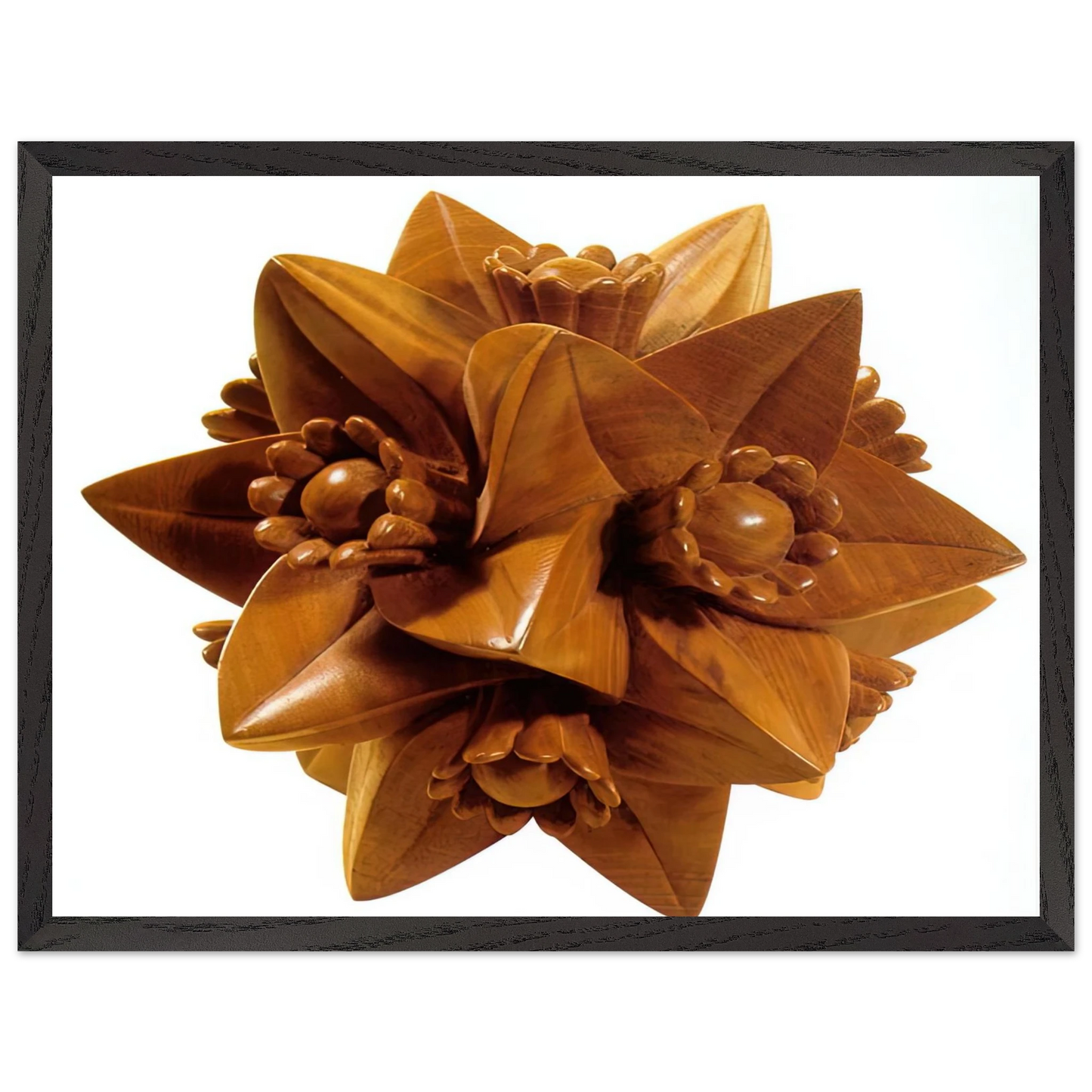 MC Escher - POLYHEDRON WITH FLOWERS Wall Art - 30x40 cm / 12x16 inches - Premium Wooden Framed Poster With Fine Art Paper - White frame