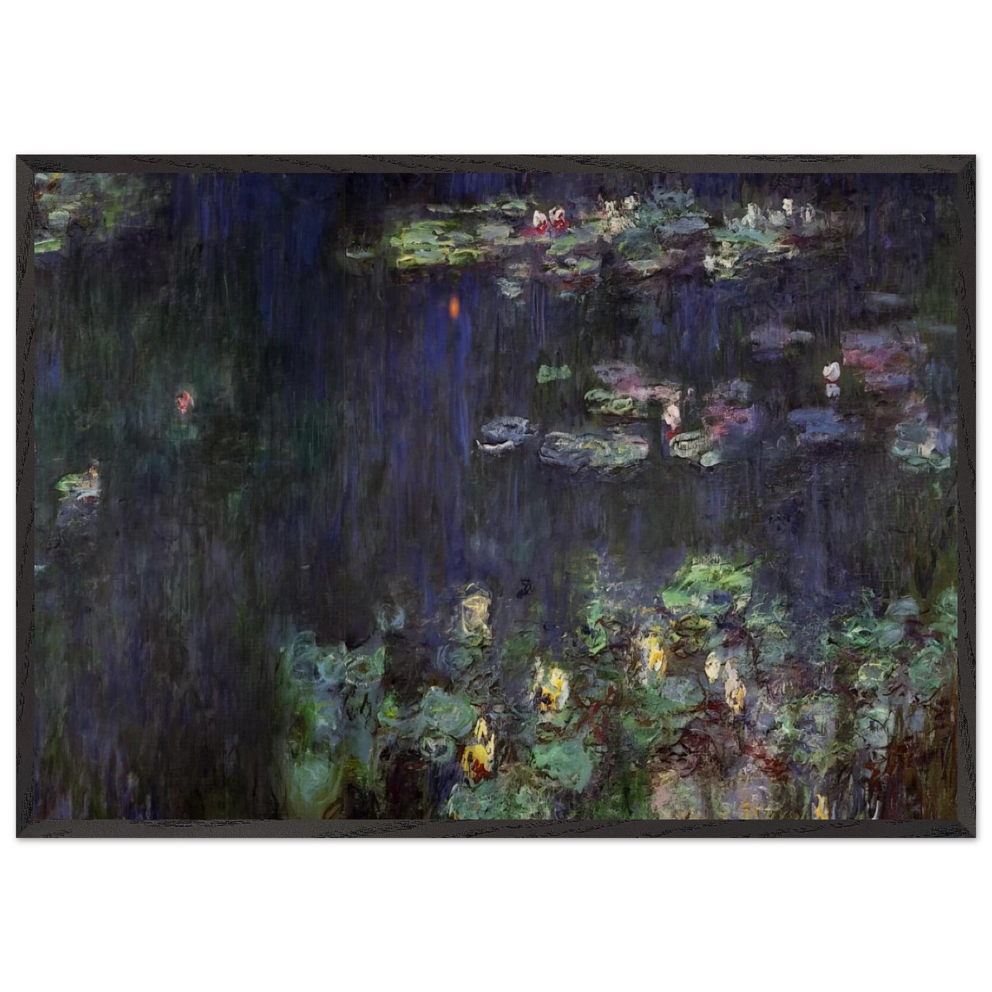 Water Lilies Green Reflection right half - claude monet Framed Art Print – Black Wooden Frame - Default Title - -Framed Art Print