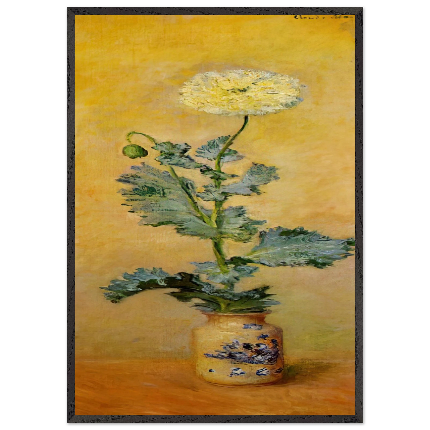 White Poppy - claude monet Framed Art Print – Black Wooden Frame - Default Title - -Framed Art Print