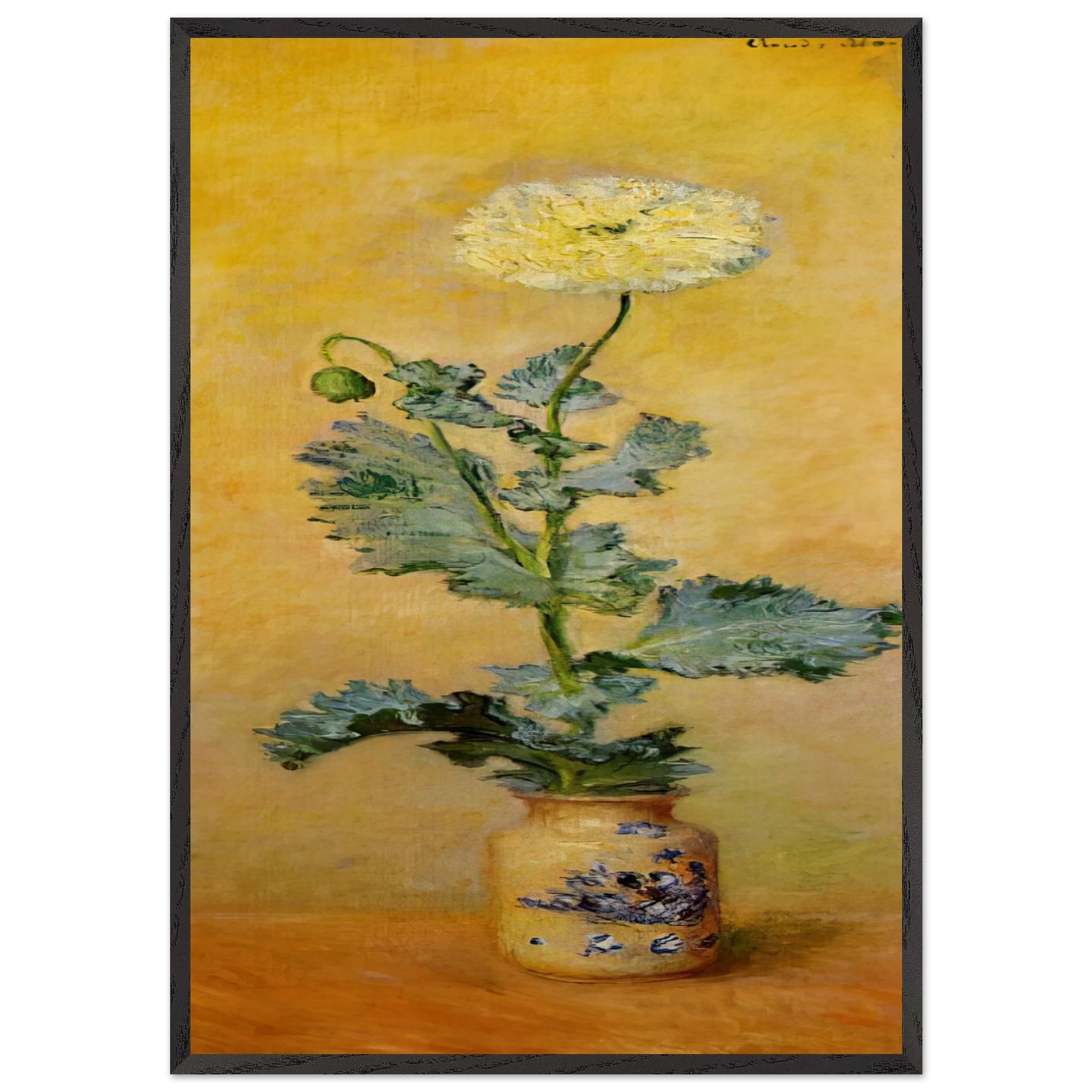 White Poppy - claude monet Framed Art Print – Black Wooden Frame - Default Title - -Framed Art Print