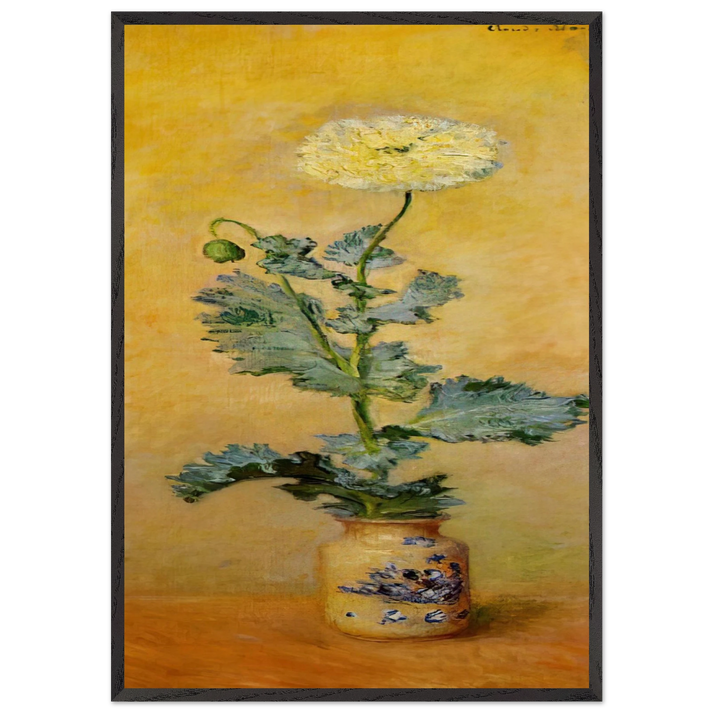 White Poppy - claude monet 70x100 cm / 28x40 inches Framed Art Print – Black Wooden Frame