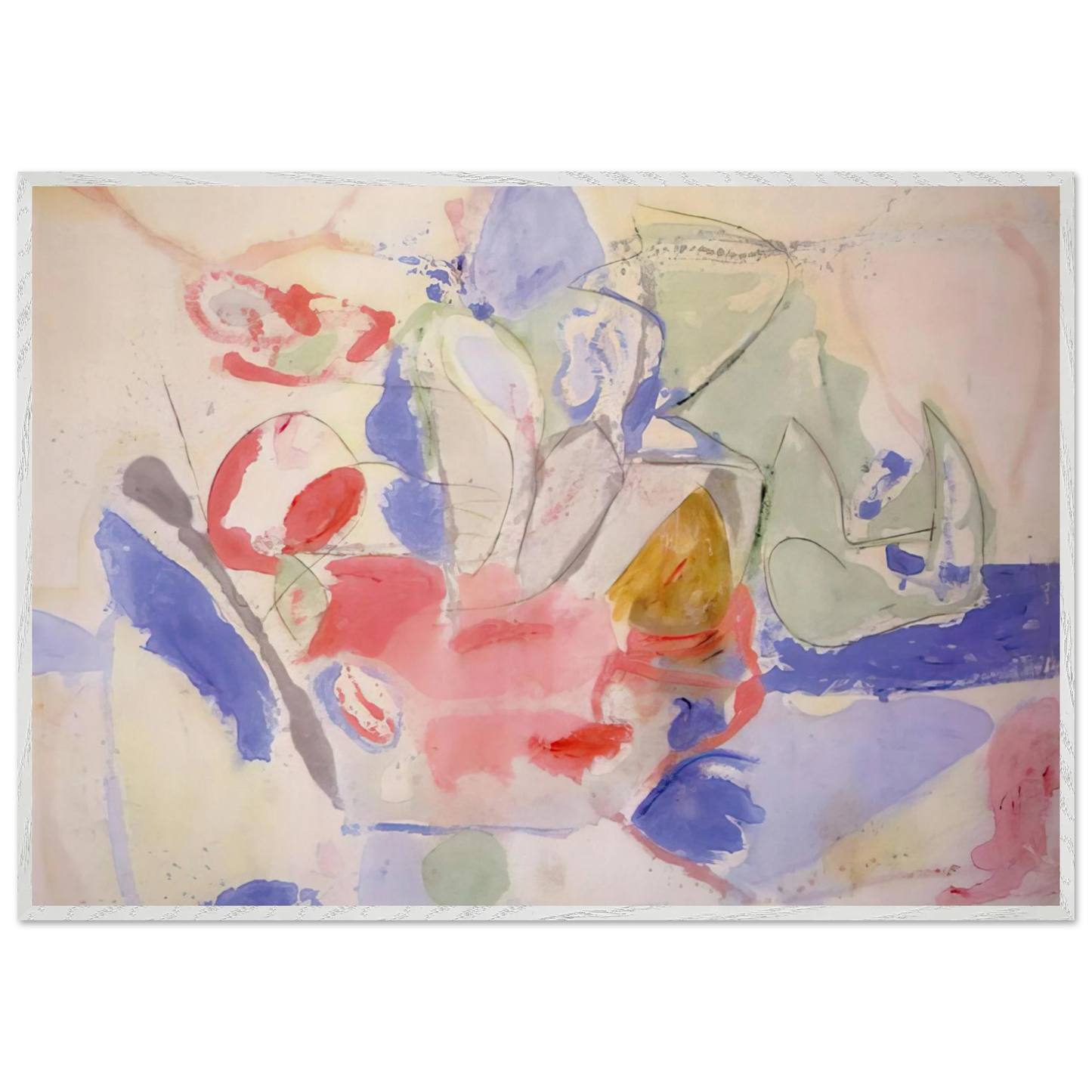 Helen Frankenthaler - Mountains and Sea - 1952 Wall art - 28x43  cm / XL (11x17 Inches) - Premium Wooden Framed Poster With Fine Art Paper - Wood frame