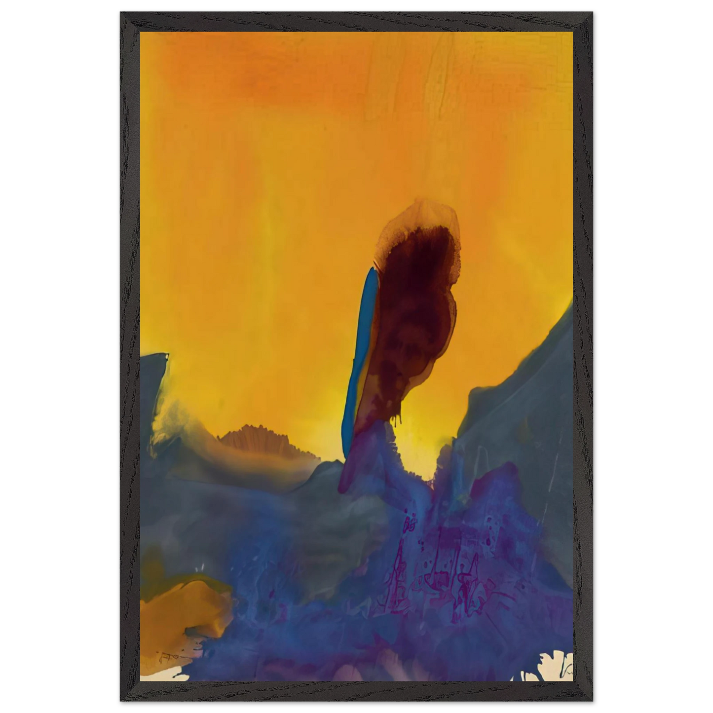 Helen Frankenthaler - Glow II - 1968 Wall art - 60x80 cm / 24x32 inches - Premium Wooden Framed Poster With Fine Art Paper - Black frame