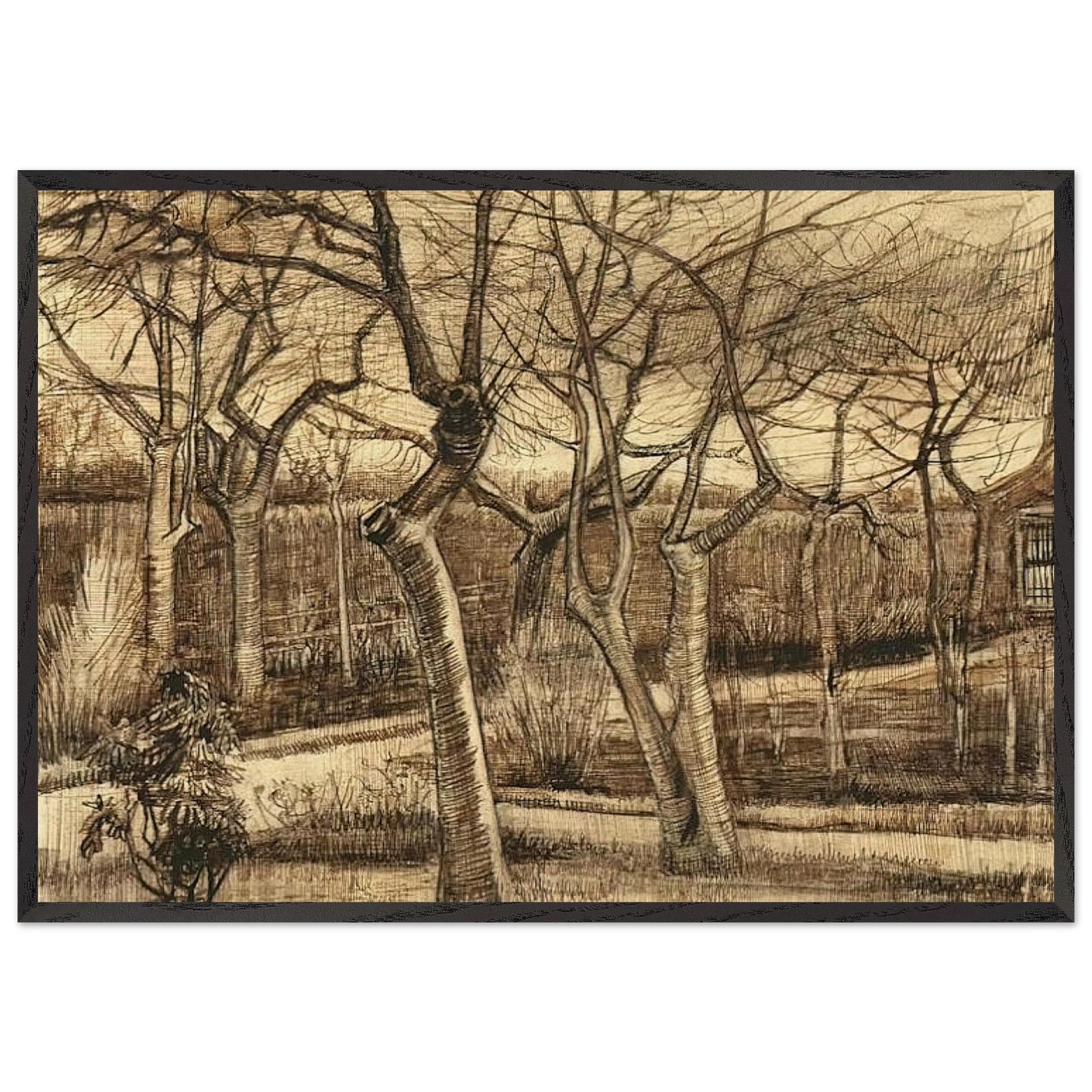The Vicarage Garden - Vincent van Gogh Framed Art Print – Black Wooden Frame - Default Title - -Framed Art Print