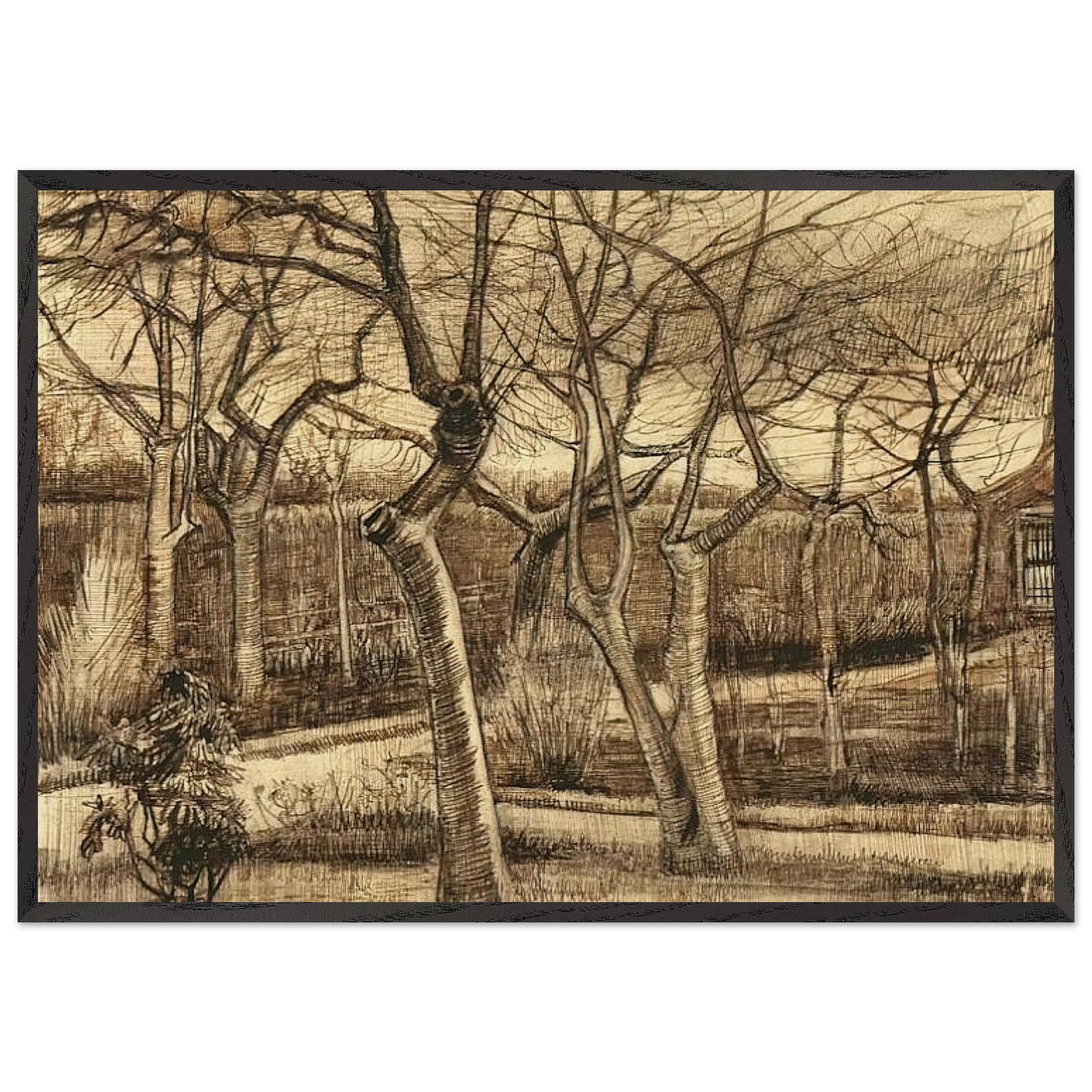 The Vicarage Garden - Vincent van Gogh Framed Art Print – Black Wooden Frame - Default Title - -Framed Art Print