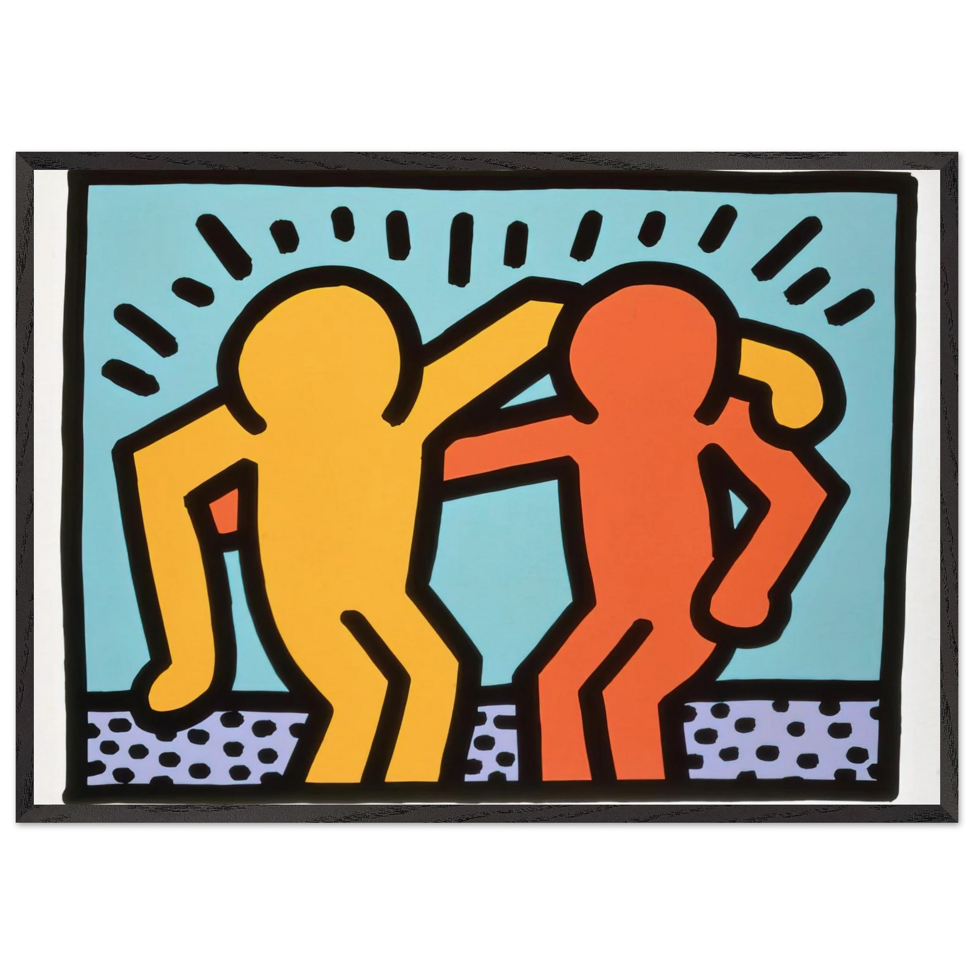 BEST BUDDIES 1990 N1 - Keith Haring Framed Art Print – Black Wooden Frame - Default Title - -Framed Art Print