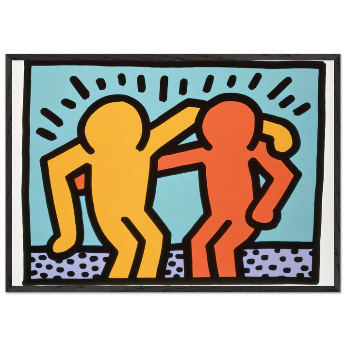BEST BUDDIES 1990 N1 - Keith Haring 70x100 cm / 28x40 inches Framed Art Print – Black Wooden Frame