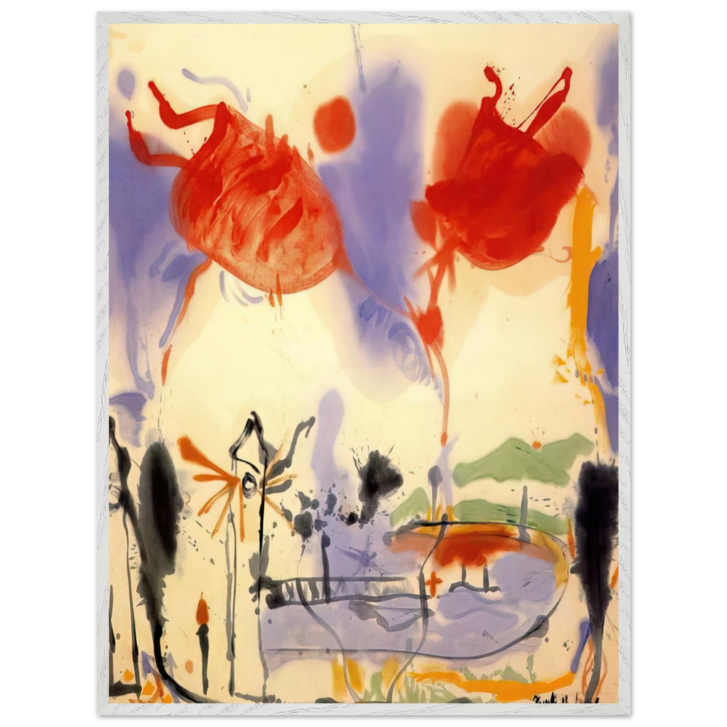 Helen Frankenthaler - Round Trip - 1957 Wall art - A1 (59.4 x 84.1  cm) - Premium Wooden Framed Poster With Fine Art Paper - White frame