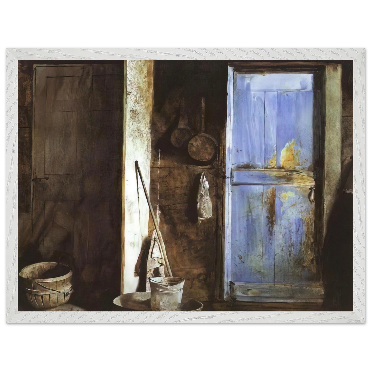 Andrew Wyeth - ALVARO CHRISTINA Wall Art - 60x80 cm / 24x32 inches - Premium Wooden Framed Poster With Fine Art Paper - White frame
