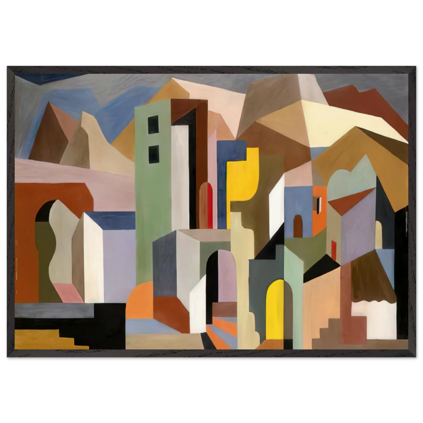 ARCHITECTURAL FORM OF FUTURE IDEAL LANDSCAPE 1921 - Enrico Prampolini Framed Art Print – Black Wooden Frame - Default Title - -Framed Art Print