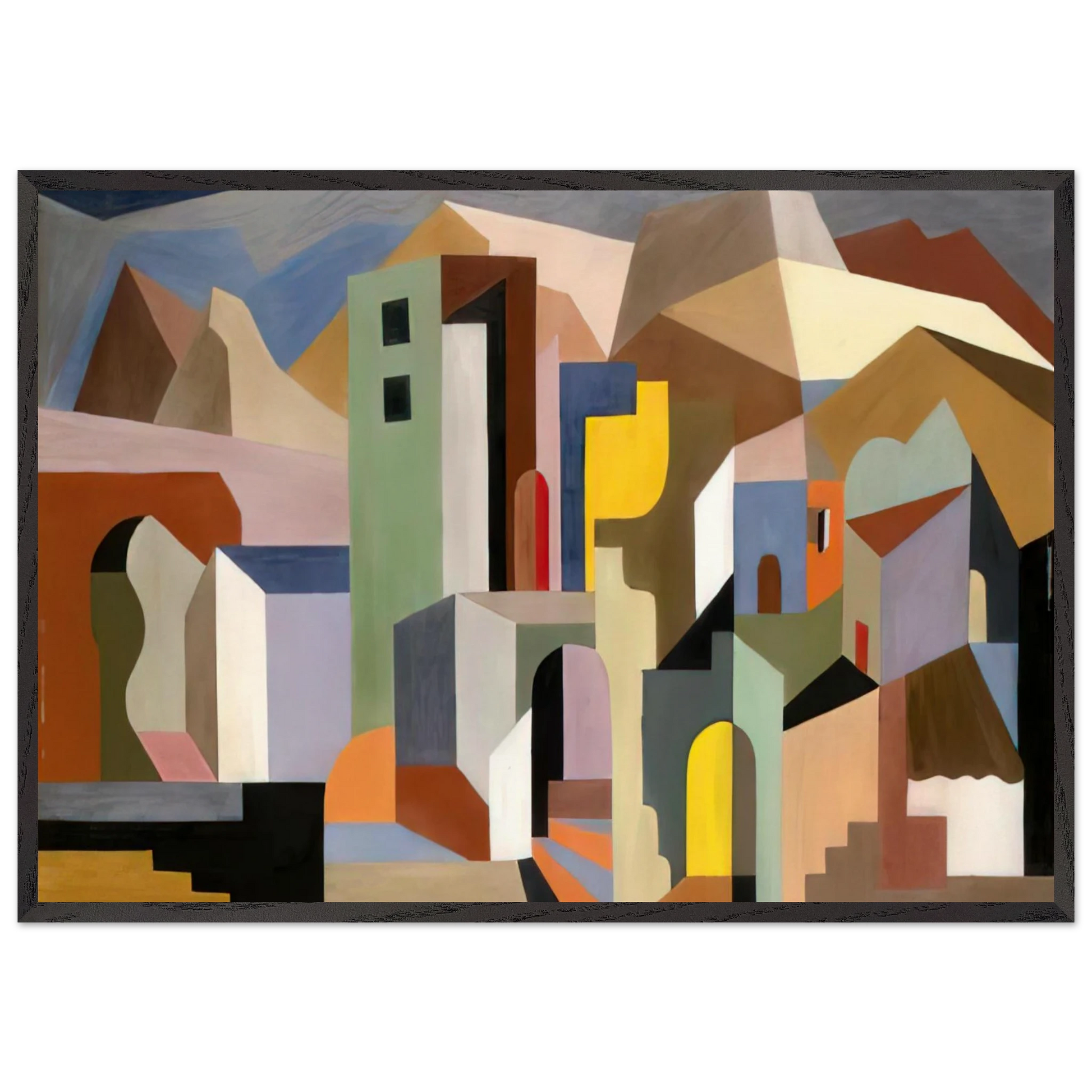 ARCHITECTURAL FORM OF FUTURE IDEAL LANDSCAPE 1921 - Enrico Prampolini Framed Art Print – Black Wooden Frame - Default Title - -Framed Art Print