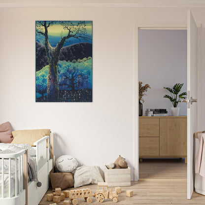 Orchard in Bloom - Eyvind Earle Brushed Aluminum Print - 70x100 cm / 28x40 inches | Eyvind Earle Aluminum Print | Eyvind Earle Prints