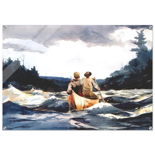 CANOE IN THE RAPIDS - Winslow Homer Acrylic Print - 70x100 cm / 28x40″ inches | Winslow Homer Wall Art | Winslow Homer Prints