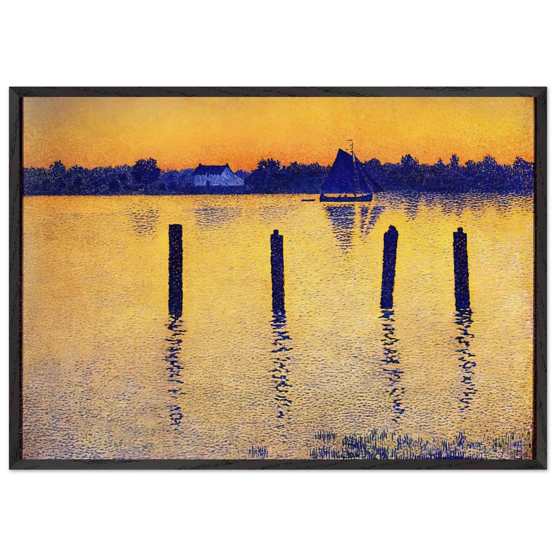 SAILBOATS ON THE RIVER SCHELDT 1892 - Theo van Rysselberghe Framed Art Print – Black Wooden Frame - Default Title - -Framed Art Print