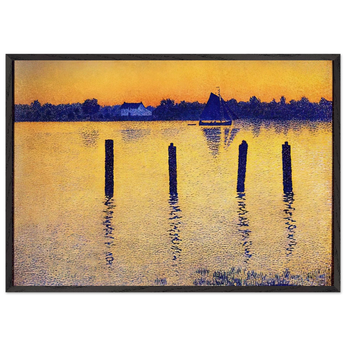 SAILBOATS ON THE RIVER SCHELDT 1892 - Theo van Rysselberghe 70x100 cm / 28x40 inches Framed Art Print – Black Wooden Frame